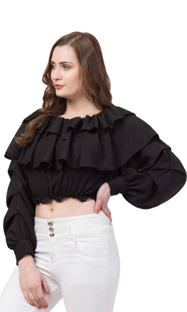 Women Black Crop Top