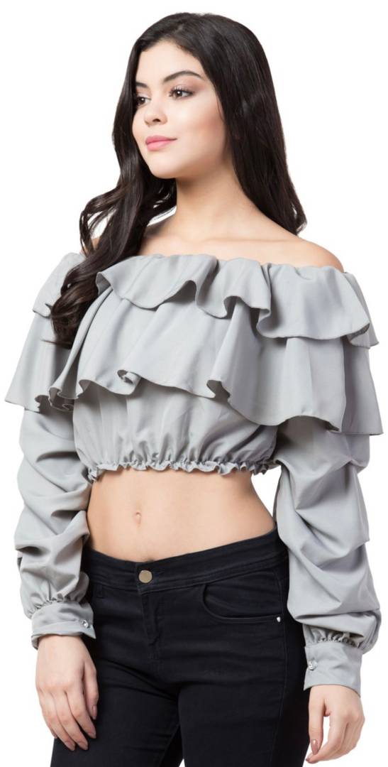 Women Grey Crop Top