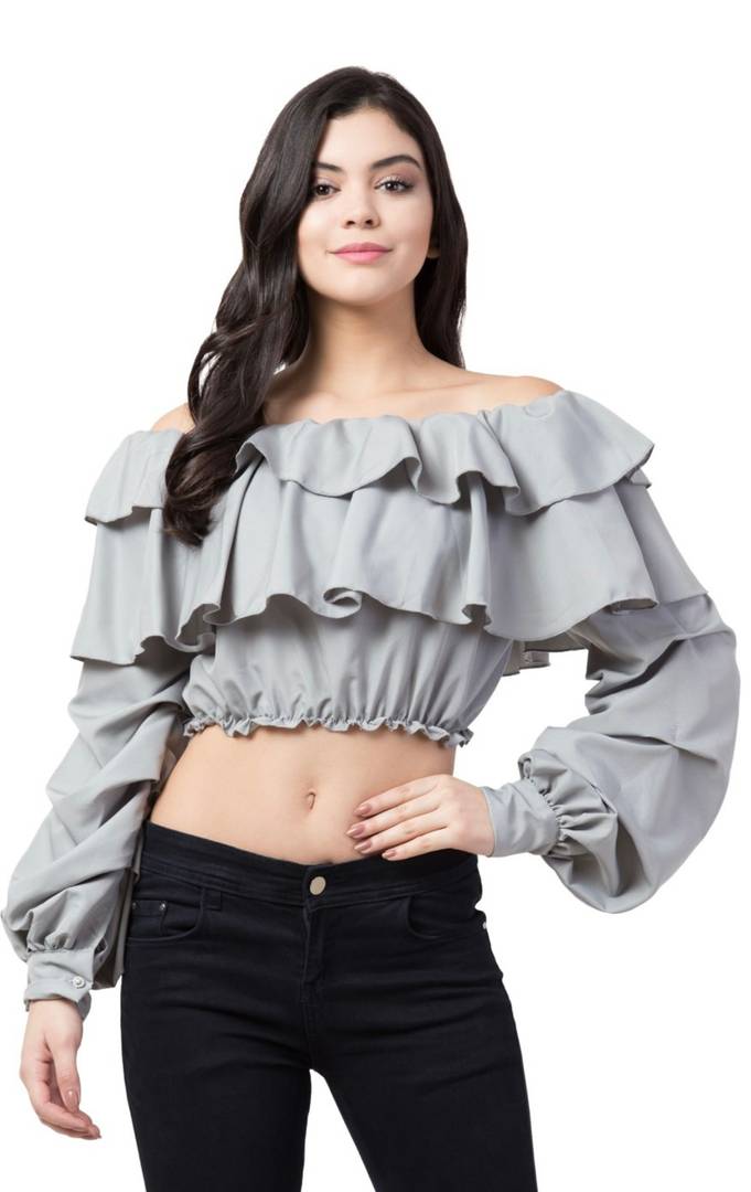 Women Grey Crop Top