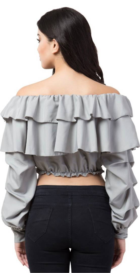 Women Grey Crop Top