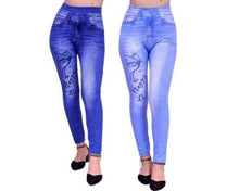 Load image into Gallery viewer, Stylish Cotton Blend Self Design Jeggings For Women- 2 Pieces