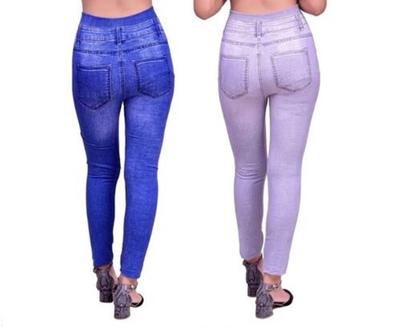 Stylish Cotton Blend Self Design Jeggings For Women- 2 Pieces
