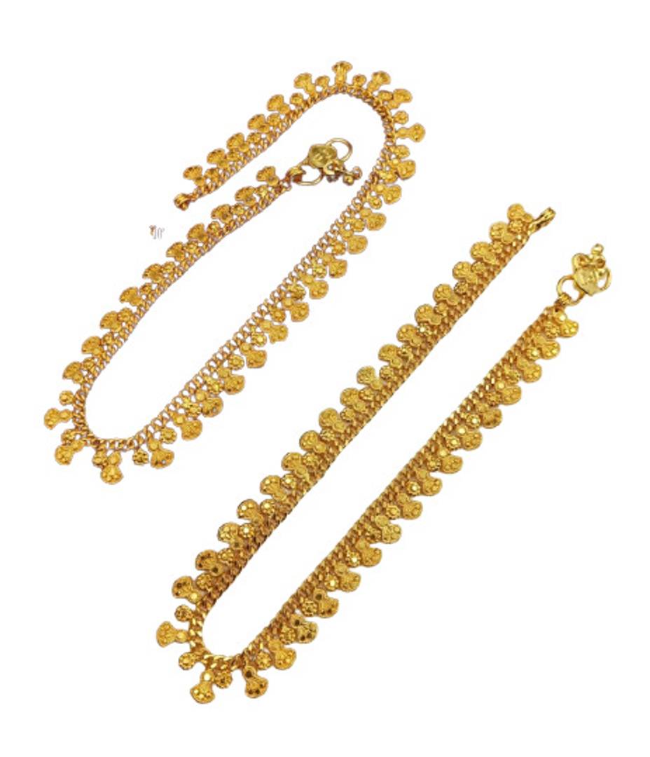 GOLD PLATED MICRO FINISH DAILY WEAR DESIGNER ANKLET PAIR