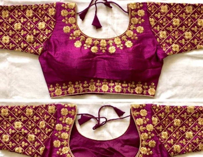 Stylish Malbari Phantom Silk Thread Coding Sequence And Zari Work Blouse For Women