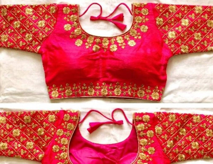 Stylish Malbari Phantom Silk Thread Coding Sequence And Zari Work Blouse For Women