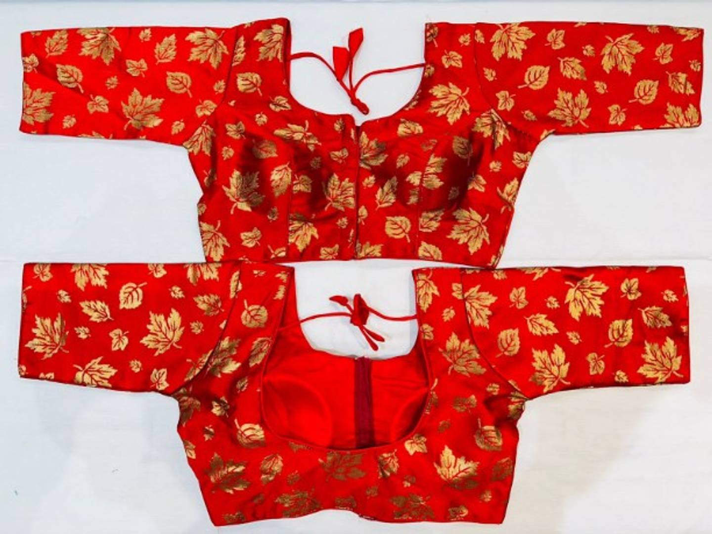 Stylish Red Brocade Printed Stitched Blouse For Women