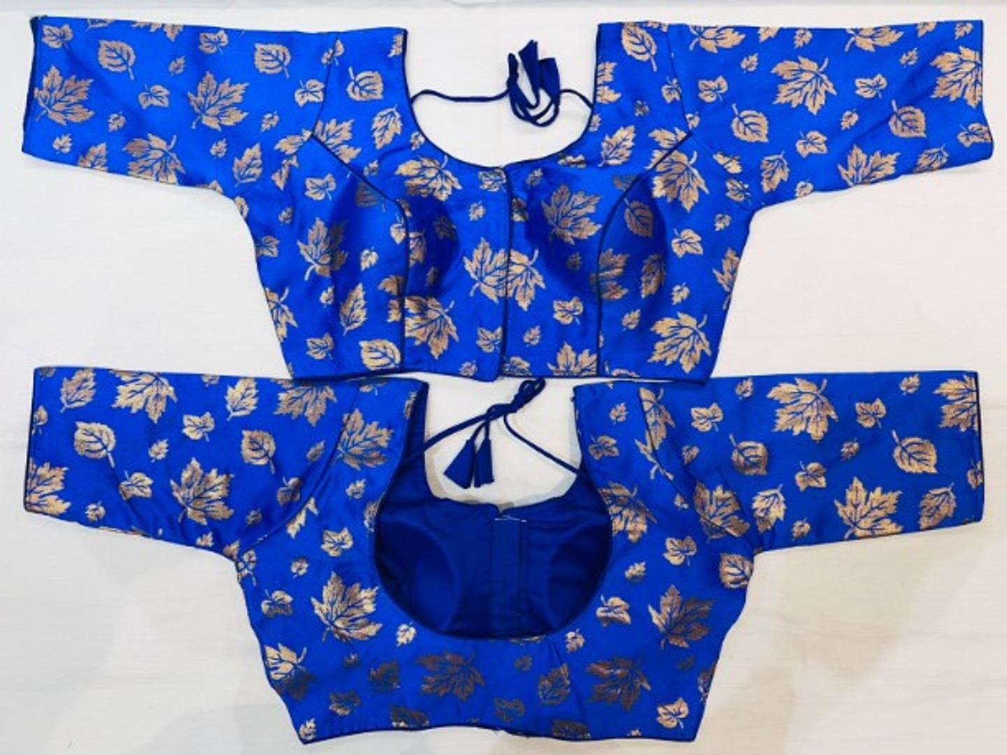 Stylish Blue Brocade Printed Stitched Blouse For Women