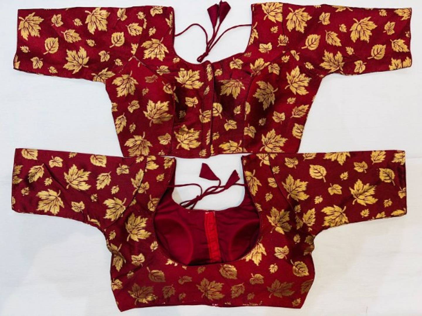 Stylish Maroon Brocade Printed Stitched Blouse For Women