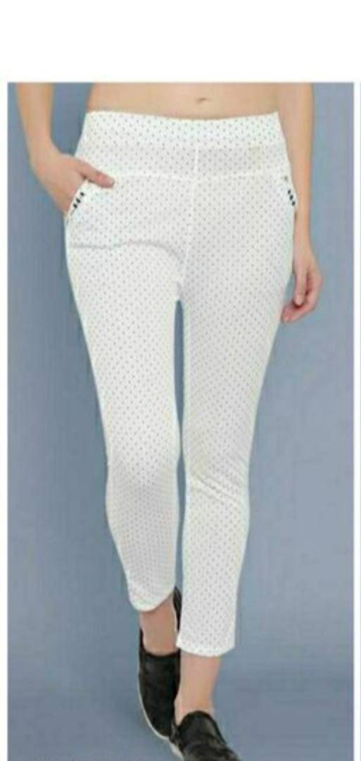 Womens fashion stylist jeggings free size white slim fit
