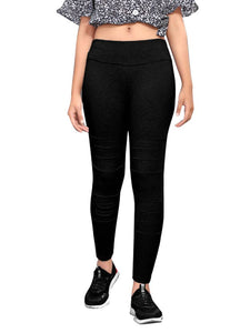 Stylish Black Cotton Solid Pant For Women