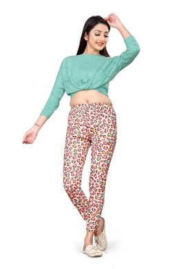 Attractive Summer Special Cotton Blend Colorful Floral Printed Womens Leggings