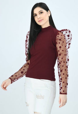 Casual Puff Sleeves Solid Women Top