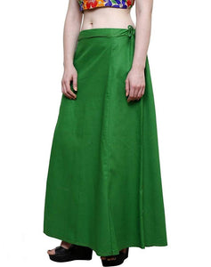 Stylish Cotton Blend Green Solid Petticoats For Women