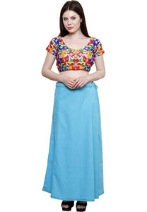 Stylish Cotton Blend Turquoise Solid Petticoats For Women