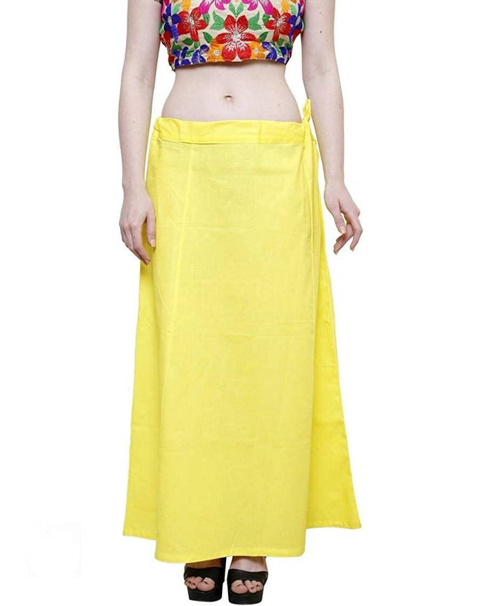 Stylish Cotton Blend Yellow Solid Petticoats For Women