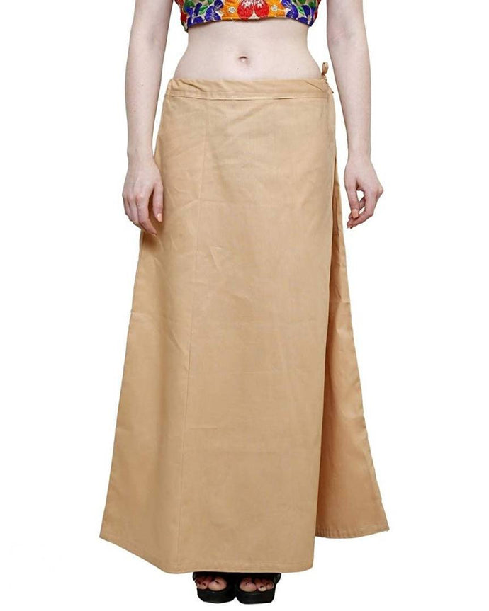 Stylish Cotton Blend Beige Solid Petticoats For Women