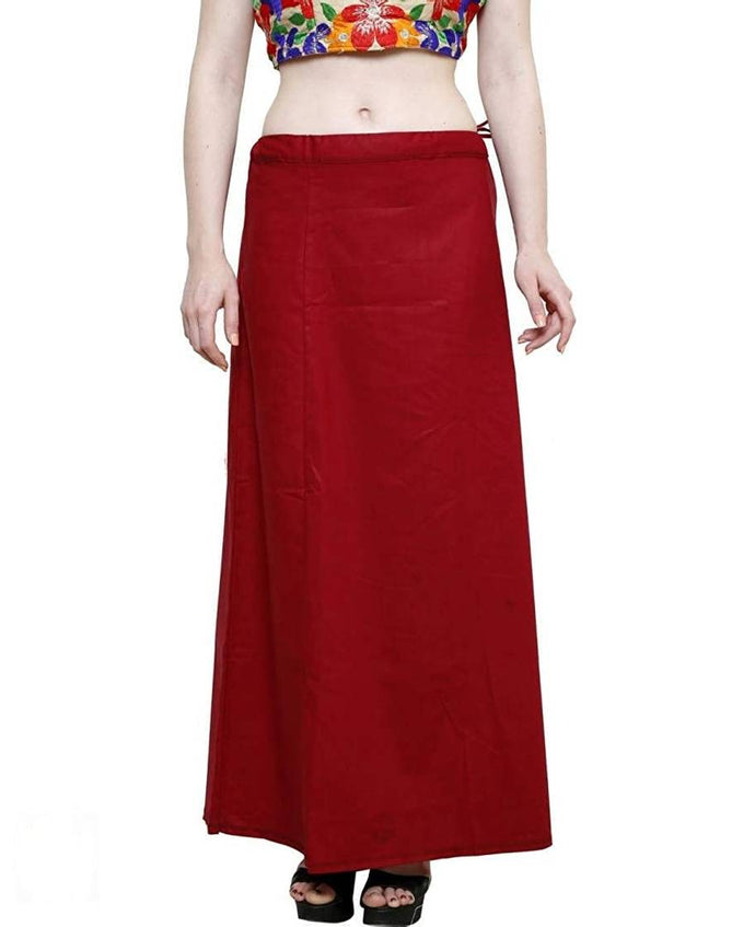 Stylish Cotton Blend Maroon Solid Petticoats For Women
