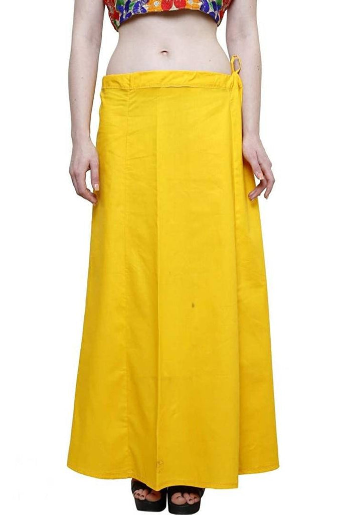 Stylish Cotton Blend Yellow Solid Petticoats For Women