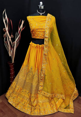 Silk Satin Embroidered Lehenga Choli