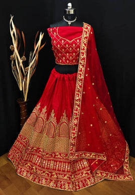 Silk Satin Embroidered Lehenga Choli