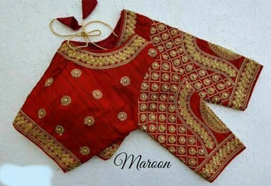 Latest Beautiful Designer Embroidered Stitched Maroon Butti Blouse