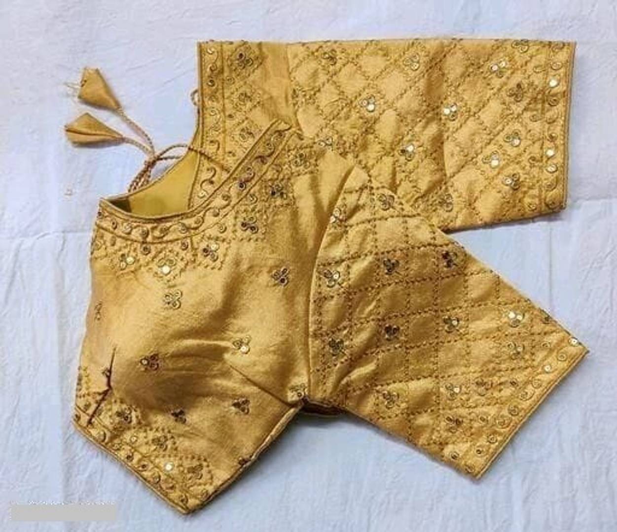 Latest Beautiful Designer Embroidered Stitched Gold Mira Blouse