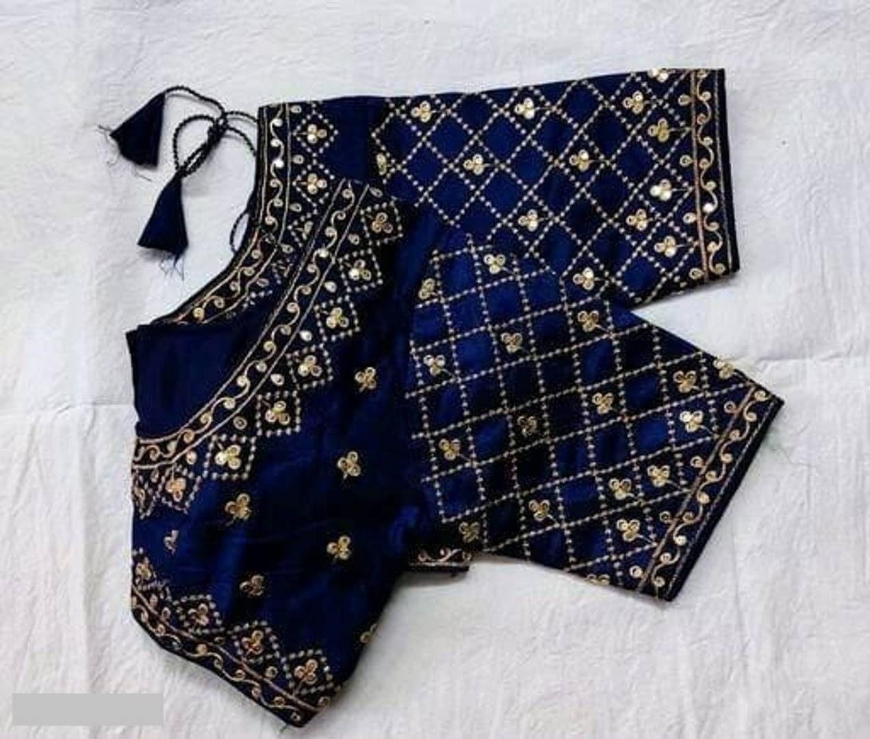 Latest Beautiful Designer Embroidered Stitched Navy Blue Mira Blouse