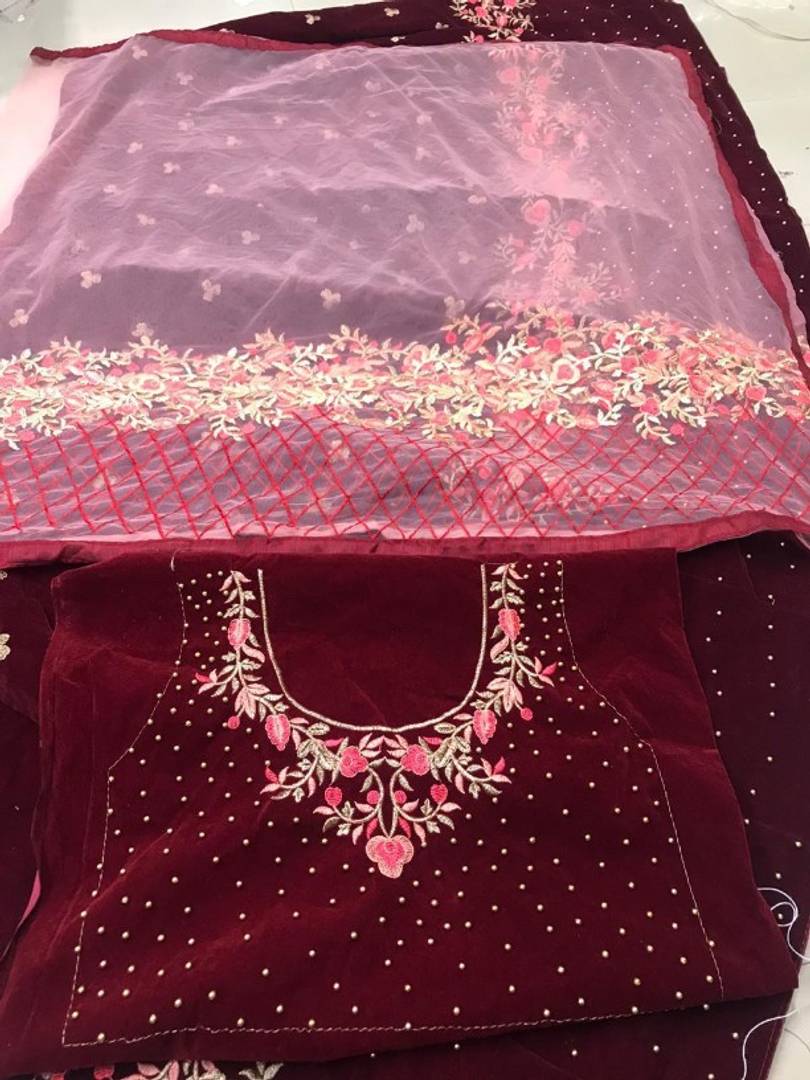FANCY DESIGNER VELVET LEHENGA CHOLI FOR BRIDE