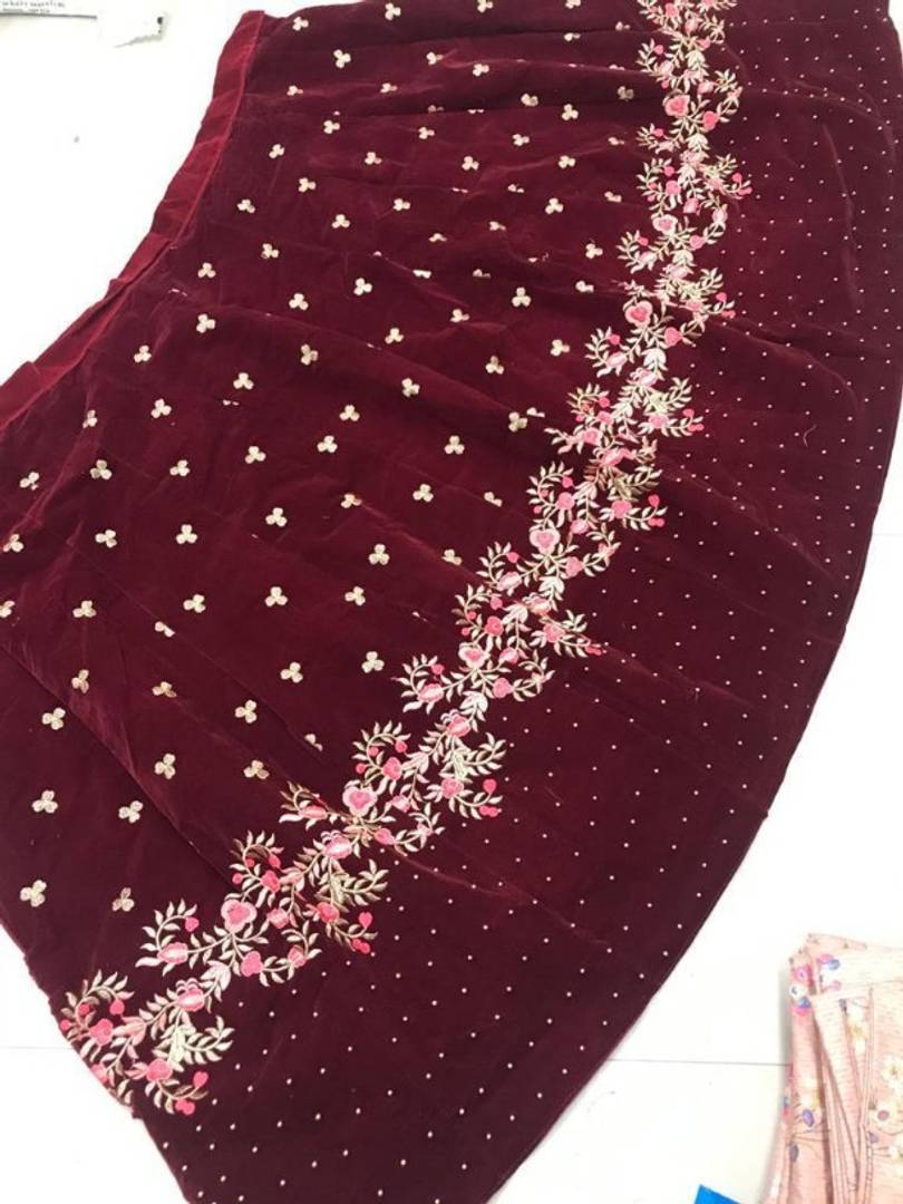 FANCY DESIGNER VELVET LEHENGA CHOLI FOR BRIDE