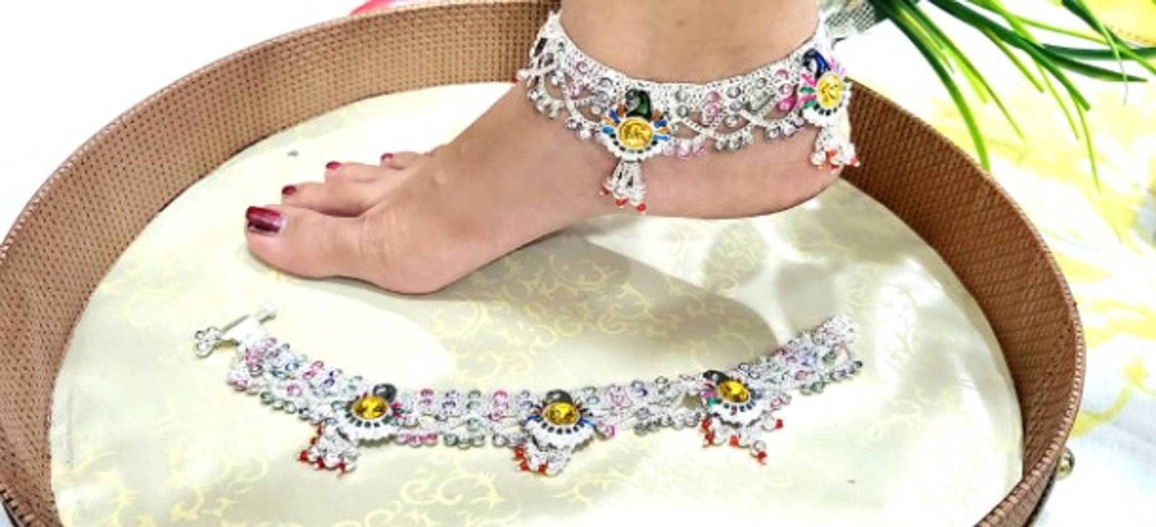 Pure German Silver Peacock Unique Anklet