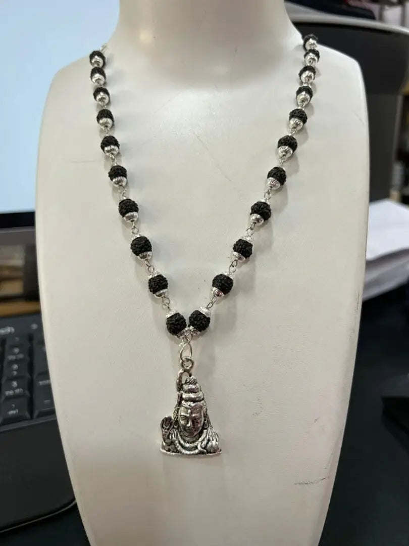 Shimmering Silver Alloy Rudraksha Necklace For Women
