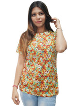 Load image into Gallery viewer, Stylish Cotton Blend Mustard Printed Top For Women