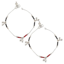 Load image into Gallery viewer, Vighnaharta Traditional White Metal Anklets Payal Pair for Women Girls