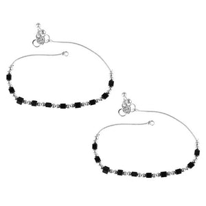 Vighnaharta Traditional White Metal Anklets Payal Pair for Women Girls