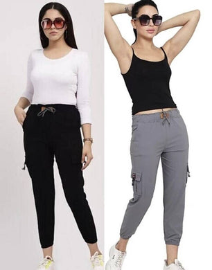 Trendy Latest Joggers Pants and Toko Stretchable Cargo Pants and Capri for Girls and women - Combo Pack of 2