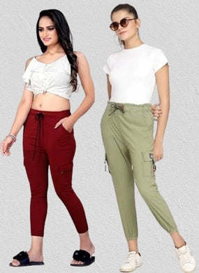 Trendy Latest Joggers Pants and Toko Stretchable Cargo Pants and Capri for Girls and women - Combo Pack of 2