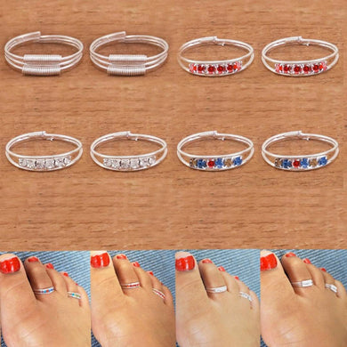 Adjustable Ethnic Women Toe Rings (4 Pairs)