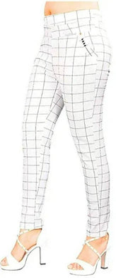 Stylish Cotton Checked Jeggings For Women
