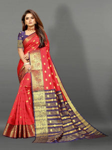 Trendy Silk Saree With Beautiful Weaving Border For Women