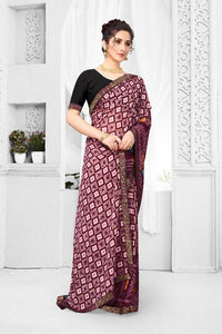Womens Beautiful Georgette Lace Border Saree with Blouse Piece