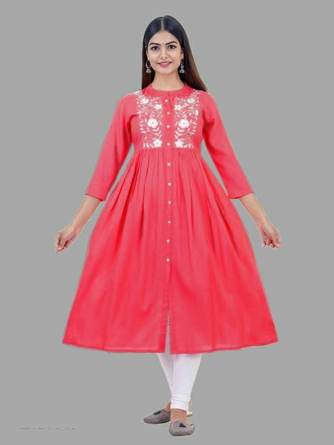 Rayon Embroidery Anarkali Kurti