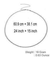 Load image into Gallery viewer, WONDER CHOICE Stylish Kamarband Sparkling Crystal White Silver Plated, 39 Inch Body Waist Belly Chain for Women and Girls