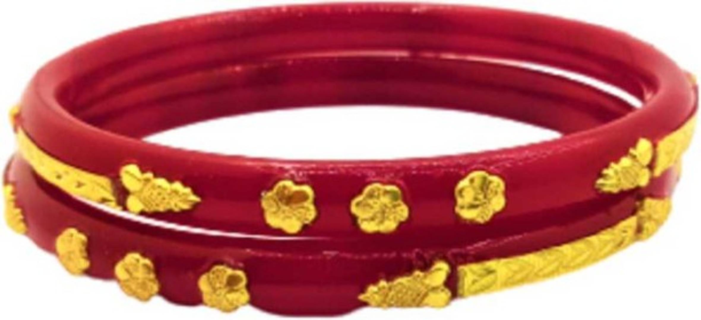 Lastest Brass Gold Plated Shakha Pola bangle set Pack Of 2