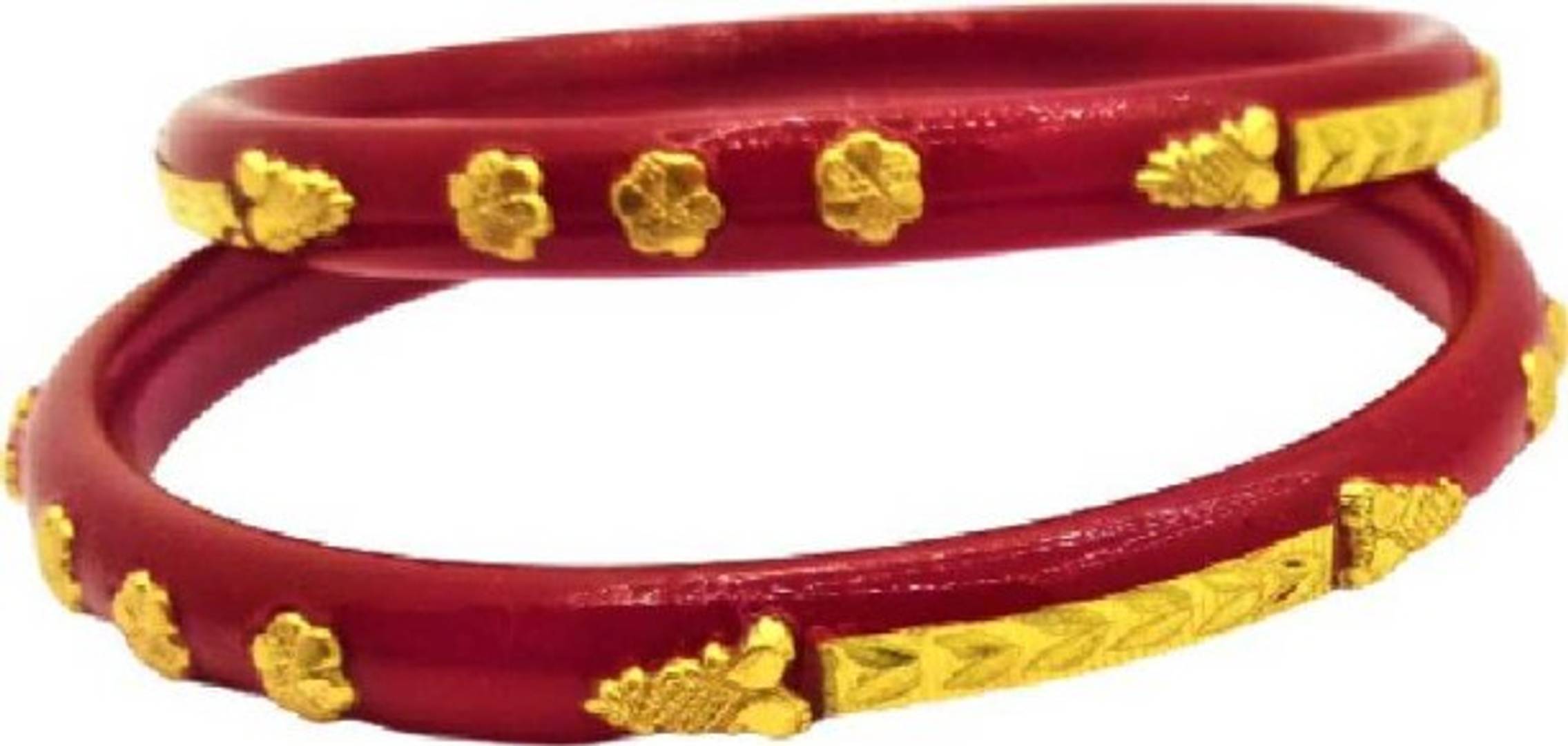Lastest Brass Gold Plated Shakha Pola bangle set Pack Of 2