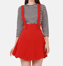 Load image into Gallery viewer, Stylish Cotton Blend Red Pinafore Skirts For Women