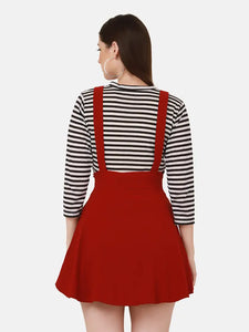 Stylish Cotton Blend Maroon Pinafore Skirts For Women