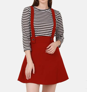 Stylish Cotton Blend Maroon Pinafore Skirts For Women