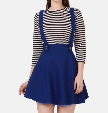 Stylish Cotton Blend Royal Blue Pinafore Skirts For Women