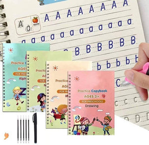 Magic Practice Copybook Writing Book grip Number Tracing Book for Preschoolers with Pen 4 BOOK 5 REFILL 1 pen 1