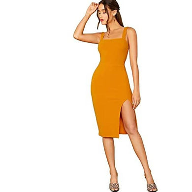Aahwan Women's Solid Split Thigh Bodycon Dress, coctail dresses fashion 